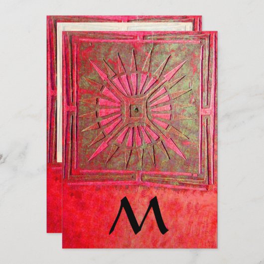 MORGEN STAR MONOGRAM, antiek helder rood Aankondiging (Voorkant / Achterkant)