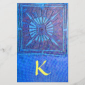 MORGEN STAR MONOGRAM, blauw geel Briefpapier (Voorkant)