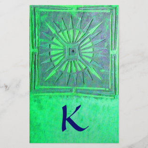 MORGEN STAR MONOGRAM, groen blauw Briefpapier