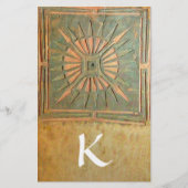 MORGEN STAR MONOGRAM, groen, bruin geel wit Briefpapier (Voorkant)