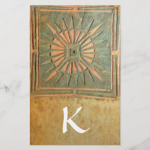 MORGEN STAR MONOGRAM, groen, bruin geel wit Briefpapier