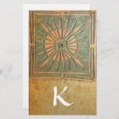 MORGEN STAR MONOGRAM, groen, bruin geel wit Briefpapier (Voorkant / Achterkant)