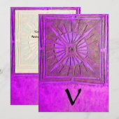 MORGEN STAR MONOGRAM, helder paars violet Aankondiging (Voorkant / Achterkant)