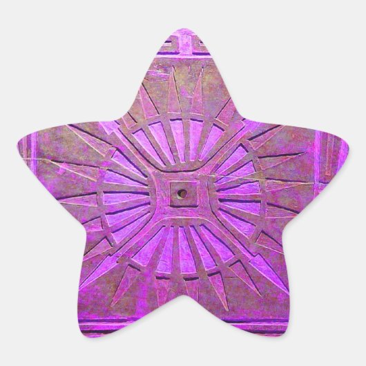 MORGEN STAR MONOGRAM, roze violet, paars Ster Sticker (Voorkant)