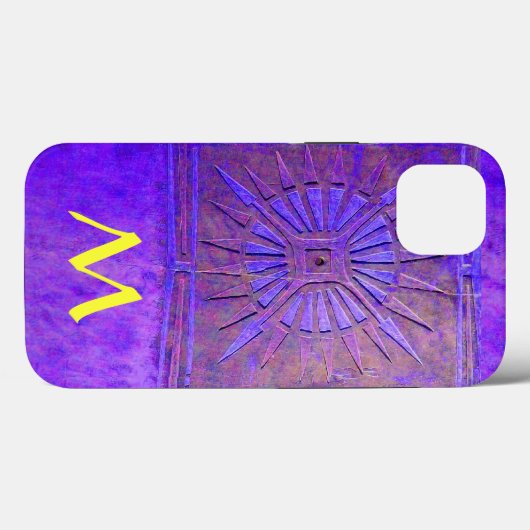 MORGEN STAR, Paars, Violet Yellow Monogram Hoesje- Case-Mate iPhone Case (Achterkant (horizontaal))