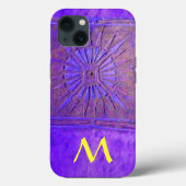 MORGEN STAR, Paars, Violet Yellow Monogram Hoesje- Case-Mate iPhone Case (Achterkant)