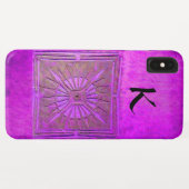 MORGEN STAR, Paars, zwart, monogram Case-Mate iPhone Case (Achterkant (horizontaal))