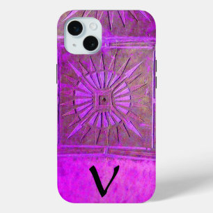 MORGEN STAR, Paars, zwart, violet monogram iPhone 15 Mini Hoesje