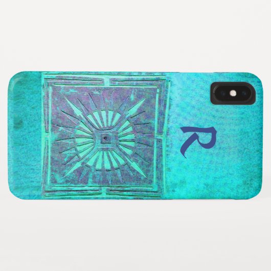 MORGEN STAR, Pawnee Aqua Blue Turquoise Monogram Case-Mate iPhone Case (Achterkant (horizontaal))