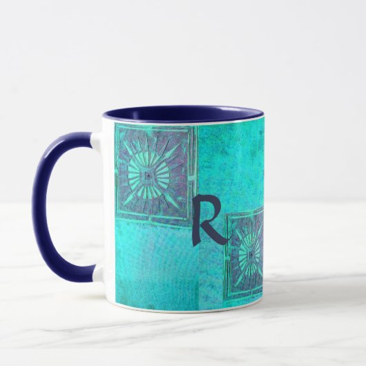 MORGEN STAR Pawnee Aqua Blue Turquoise Monogram Mok (Links)