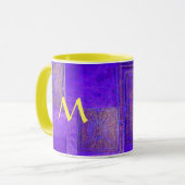 MORGEN STAR Pawnee Paars Blue Yellow Monogram Mok (Voorkant links)