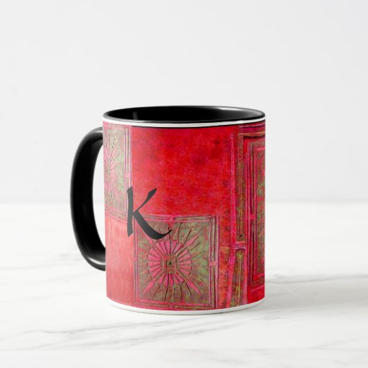MORGEN STAR Pawnee Red Green Black Monogram Mok (Voorkant links)