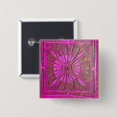 MORGEN STAR Pink Fuchsia Vierkante Button 5,1 Cm (Voorkant /achterkant)