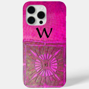 MORGEN STAR, roze, zwart, monogram Fuchsia iPhone 15 Pro Max Hoesje