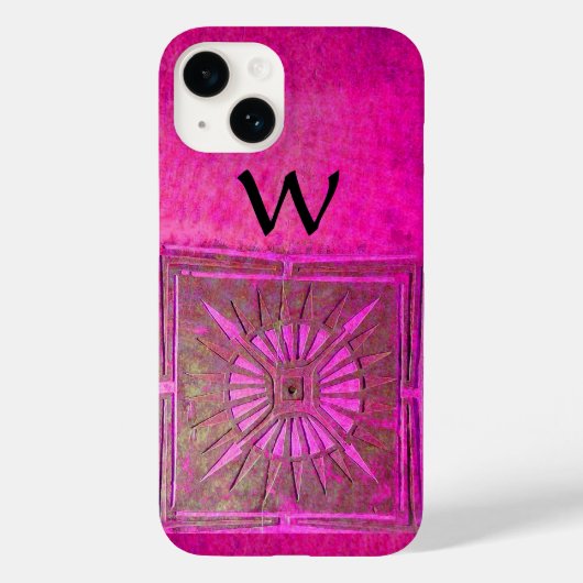 MORGEN STAR, roze, zwart, monogram Fuchsia Case-Mate iPhone Case (Achterkant)