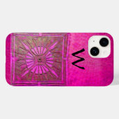 MORGEN STAR, roze, zwart, monogram Fuchsia Case-Mate iPhone Case (Achterkant (horizontaal))
