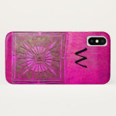 MORGEN STAR, roze, zwart, monogram Fuchsia Case-Mate iPhone Case (Achterkant (horizontaal))