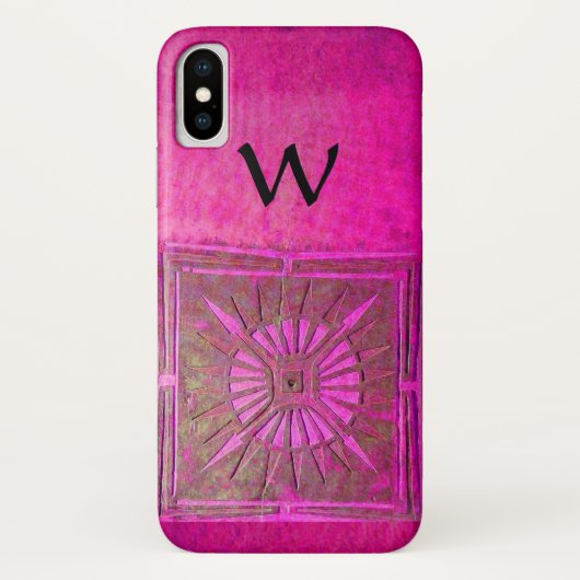 MORGEN STAR, roze, zwart, monogram Fuchsia Case-Mate iPhone Case (Achterkant)
