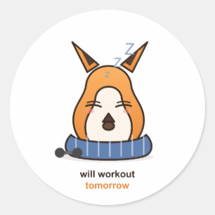 Morgen Trainen Grappige Vos Gym Humor Ronde Sticker