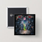 Morgen weet het nooit vierkante button 5,1 cm (Voorkant /achterkant)