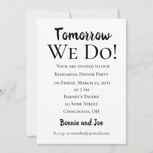 Morgen wel! repetitie binnenuitnodiging kaart (Voorkant)