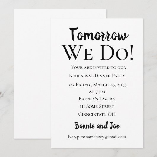 Morgen wel! repetitie binnenuitnodiging kaart (Voorkant / Achterkant)