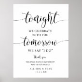 Morgen Zeggen We Ja Huwelijksproef Dinerschild Poster (Voorkant)