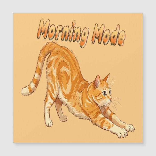 Morgenmodus Oranje Tabby Kat Strekt Grappige Kat (Voorkant)