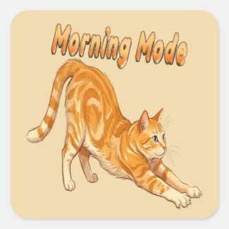 Morgenmodus Oranje Tabbykat die zich Strekt Grappi Vierkante Sticker