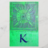MORGENSTER MONOGRAM, groen blauw Briefpapier (Voorkant)