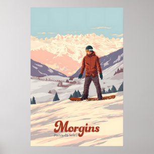 Morgins Zwitserland Snowboarden Reisposter Poster