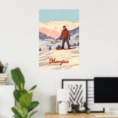 Morgins Zwitserland Snowboarden Reisposter Poster (Thuiskantoor)