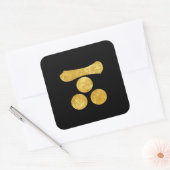 Mori Mon Japanse samurai clan faux gold zwart op z Vierkante Sticker (Envelop)