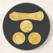 Mori Mon Japanse samurai clan in faux gold Zandsteen Onderzetter (Voorkant)