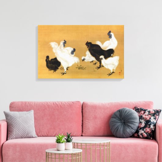 Mori Sosen Silkies Chickens Canvas Afdruk (Insitu (Woonkamer))