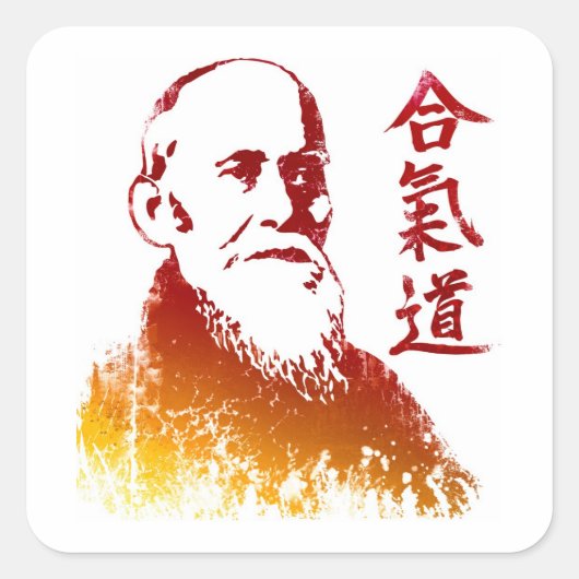 Morihei Ueshiba Vierkante Sticker (Voorkant)