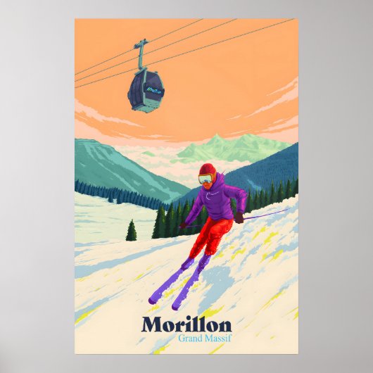 Morillon Skigebied Reisposter Poster (Voorkant)