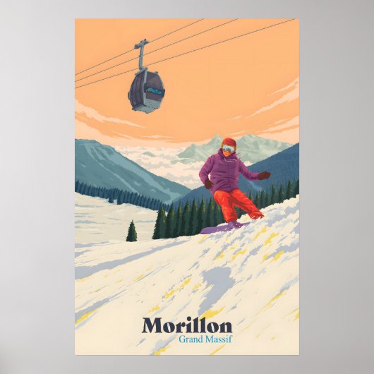 Morillon Snowboarden Reisposter Poster (Voorkant)