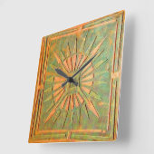 MORING STAR, Antiek bruin groen Vierkante Klok (Hoek)