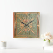 MORING STAR, Antiek bruin groen Vierkante Klok (Huis)