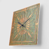 MORING STAR, Antiek bruin groen Vierkante Klok (Hoek)