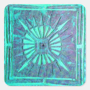 MORING STAR, aqua blue, turquase, blauwgroen Vierkante Sticker