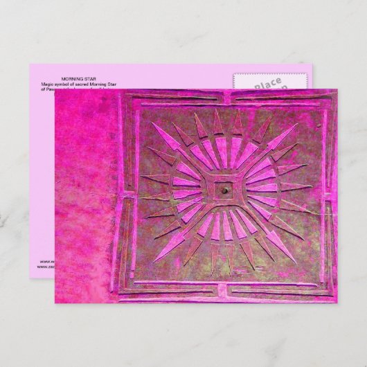 MORING STAR Pink, Fuchsia Black, Monogram Briefkaart (Voorkant / Achterkant)