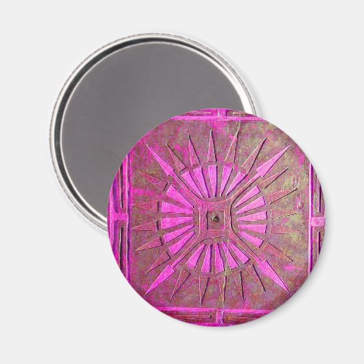 MORING STAR Pink, Fuchsia Black, Monogram Magneet (Voorkant / Achterkant)