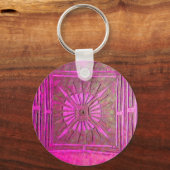 MORING STAR Pink, Fuchsia Black, Monogram Sleutelhanger (Voorkant)