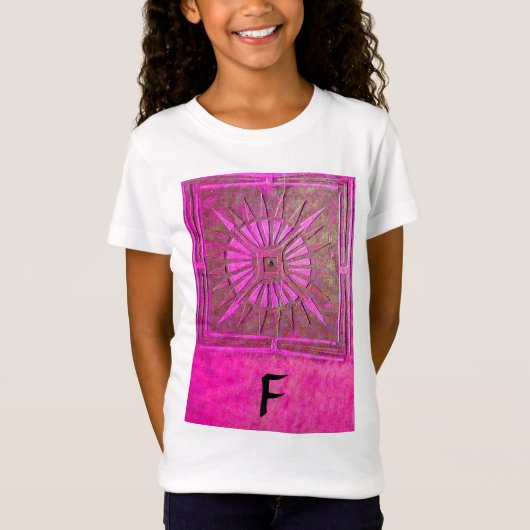 MORING STAR Pink, Fuchsia Black, Monogram T-shirt (Voorkant)