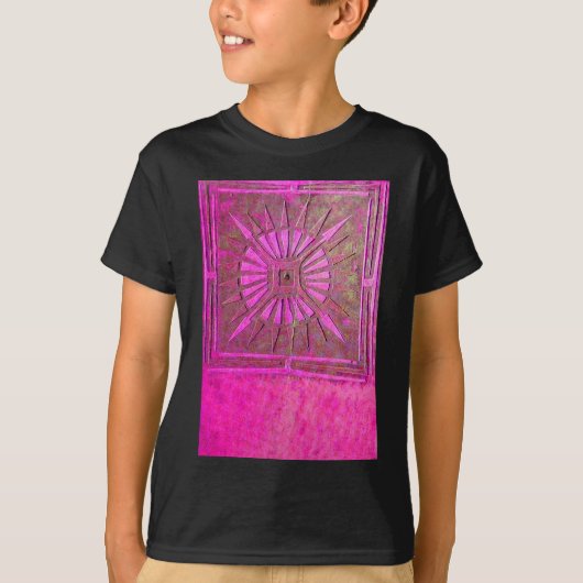 MORING STAR Pink, Fuchsia Black, Monogram T-shirt (Voorkant)