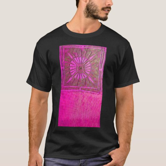 MORING STAR Pink, Fuchsia Black, Monogram T-shirt (Voorkant)