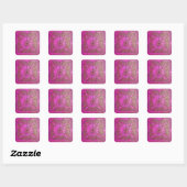 MORING STAR Pink, Fuchsia Black, Monogram Vierkante Sticker (Vel)
