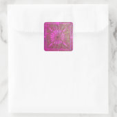 MORING STAR Pink, Fuchsia Black, Monogram Vierkante Sticker (Tas)